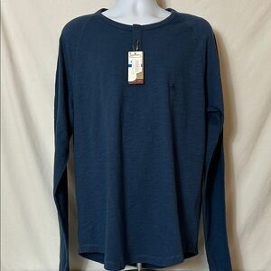 New Penguin Men’s Size XL TG Blue Henley Long Sleeve Pullover Logo Shirt
